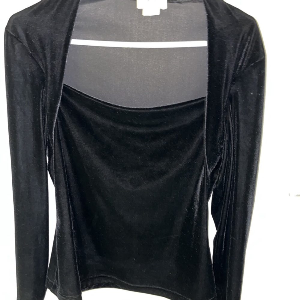 Beautiful black  velvet long sleeved top - size large.